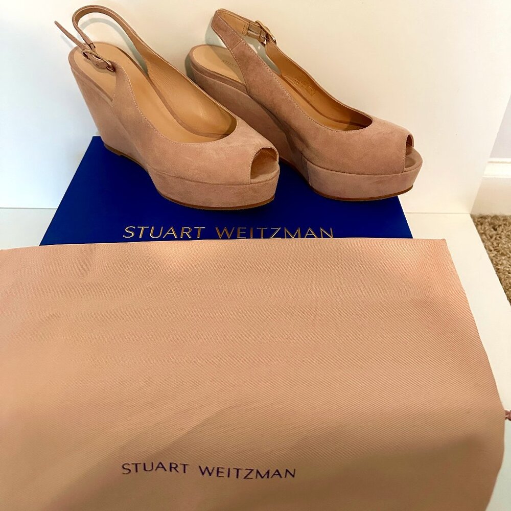 Stuart Weitzman Nude Suede Wedge- 6.5